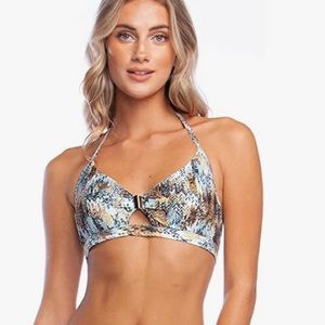 BCBGMAXAZRIA V-Neck Halter Bikini Top Sz 2